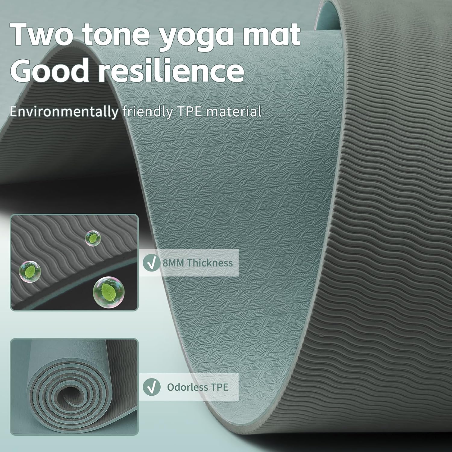 8mm Thick SGS Certified TPE Yoga Mat With Strap