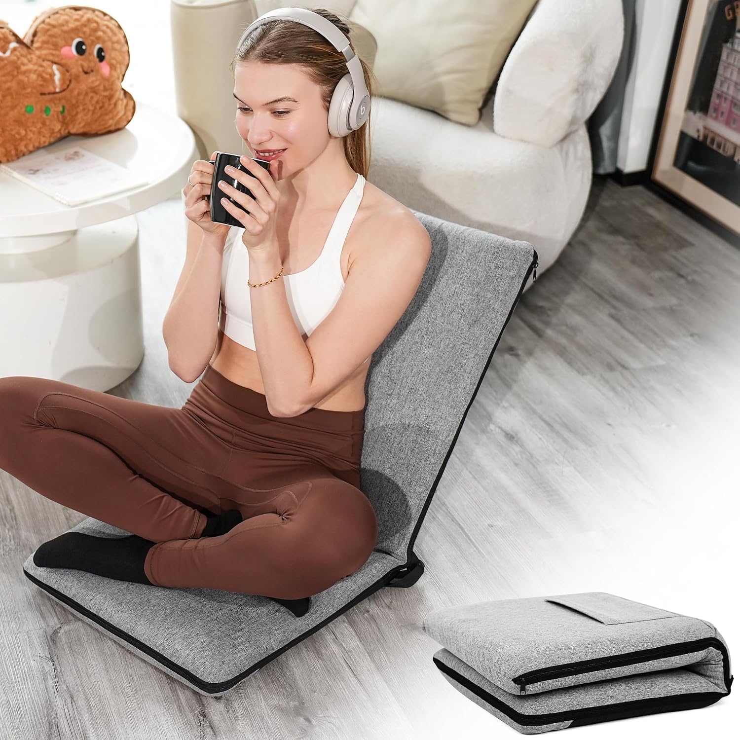 14-Position Foldable Linen Meditation Floor Chair