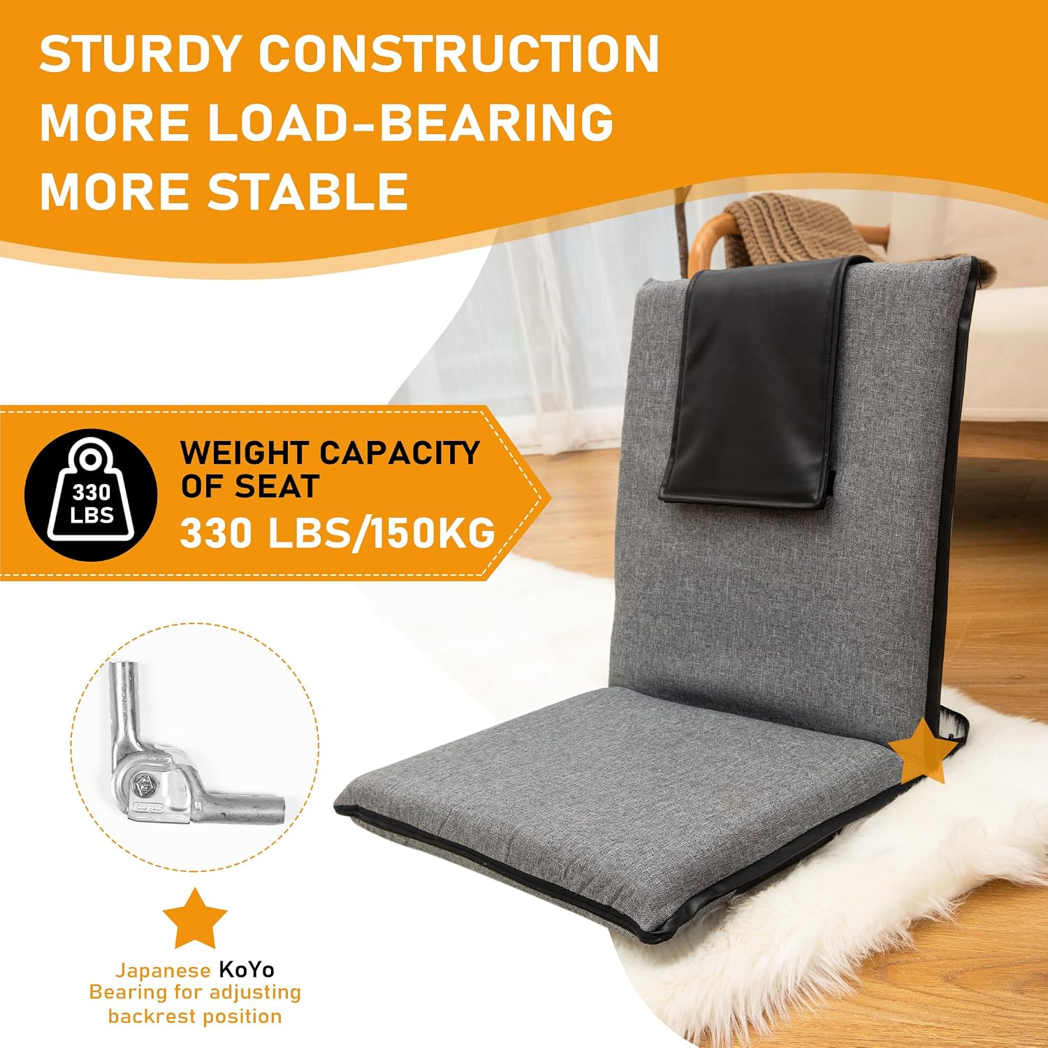 14-Position Foldable Linen Meditation Floor Chair