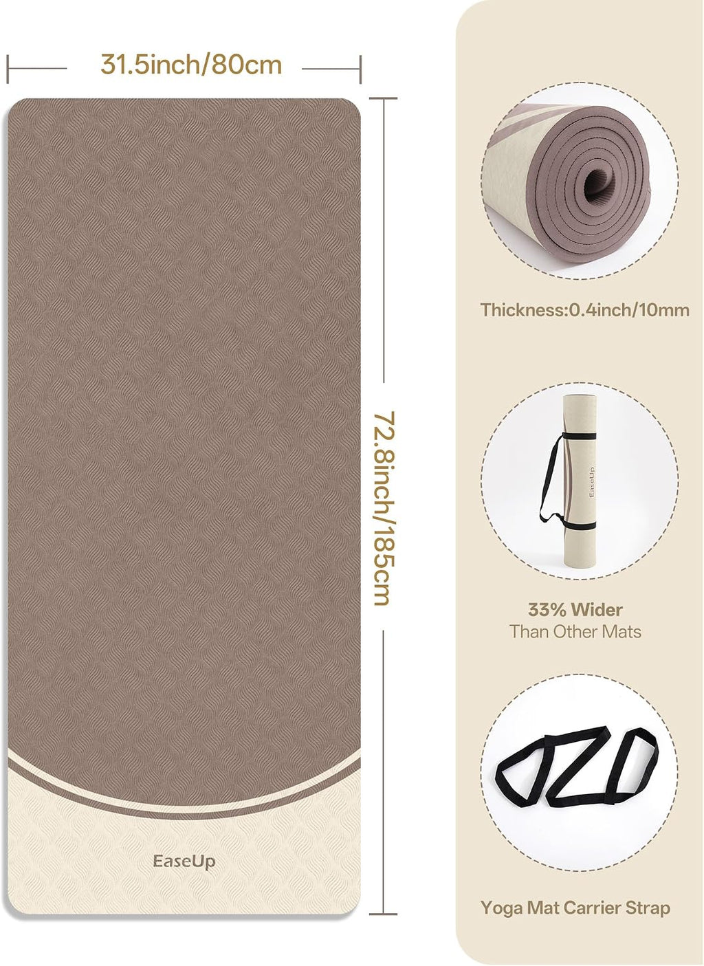 10MM Extra Wide Long TPE Yoga Mat With Strap