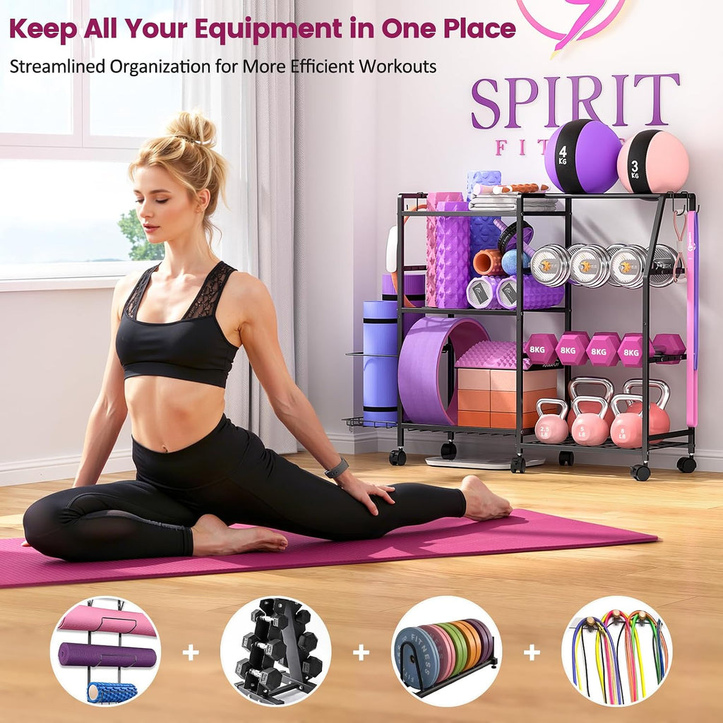Wheeled Weight Rack with Storage Hooks