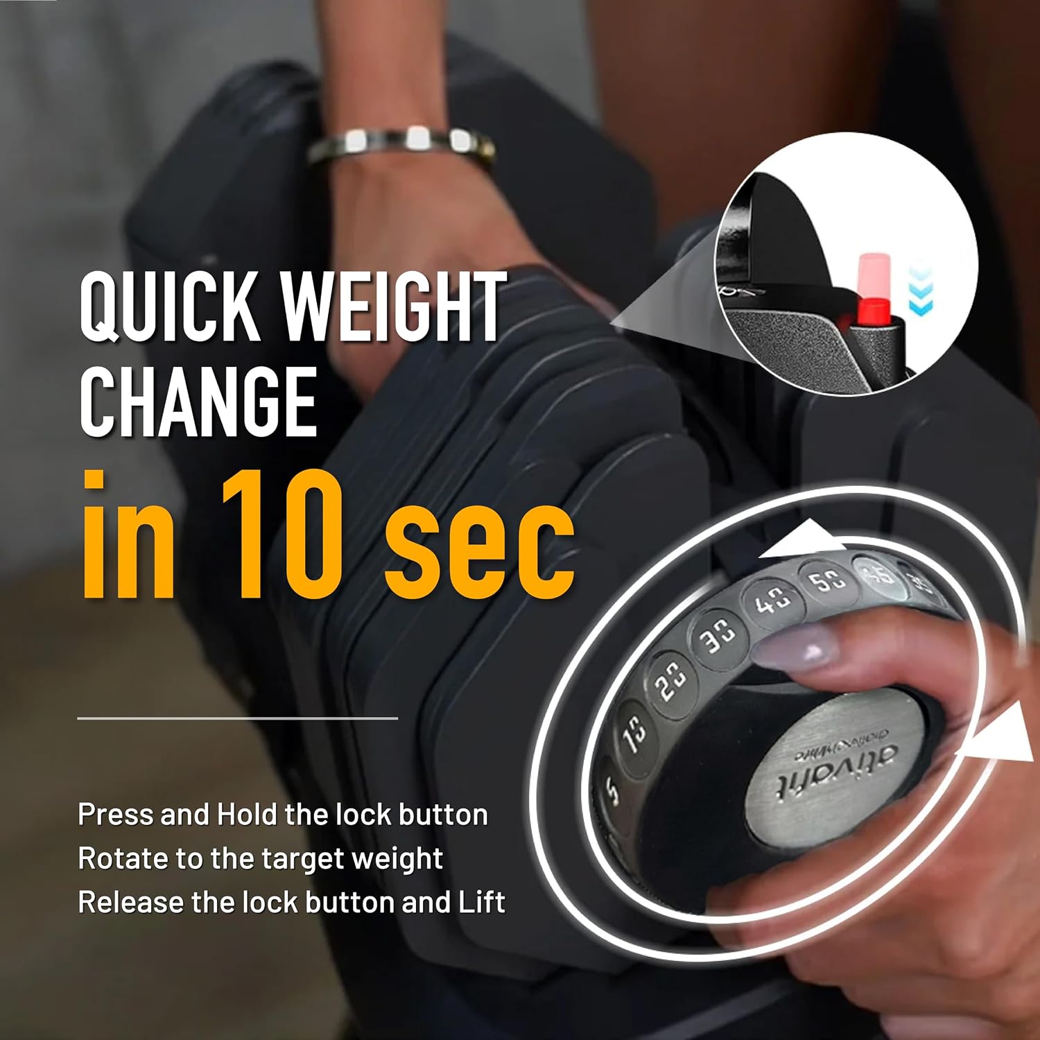 Quick Dial Adjustable Dumbbell Set with Storage Box