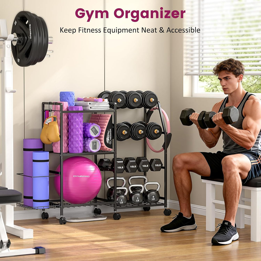 Wheeled Weight Rack with Storage Hooks