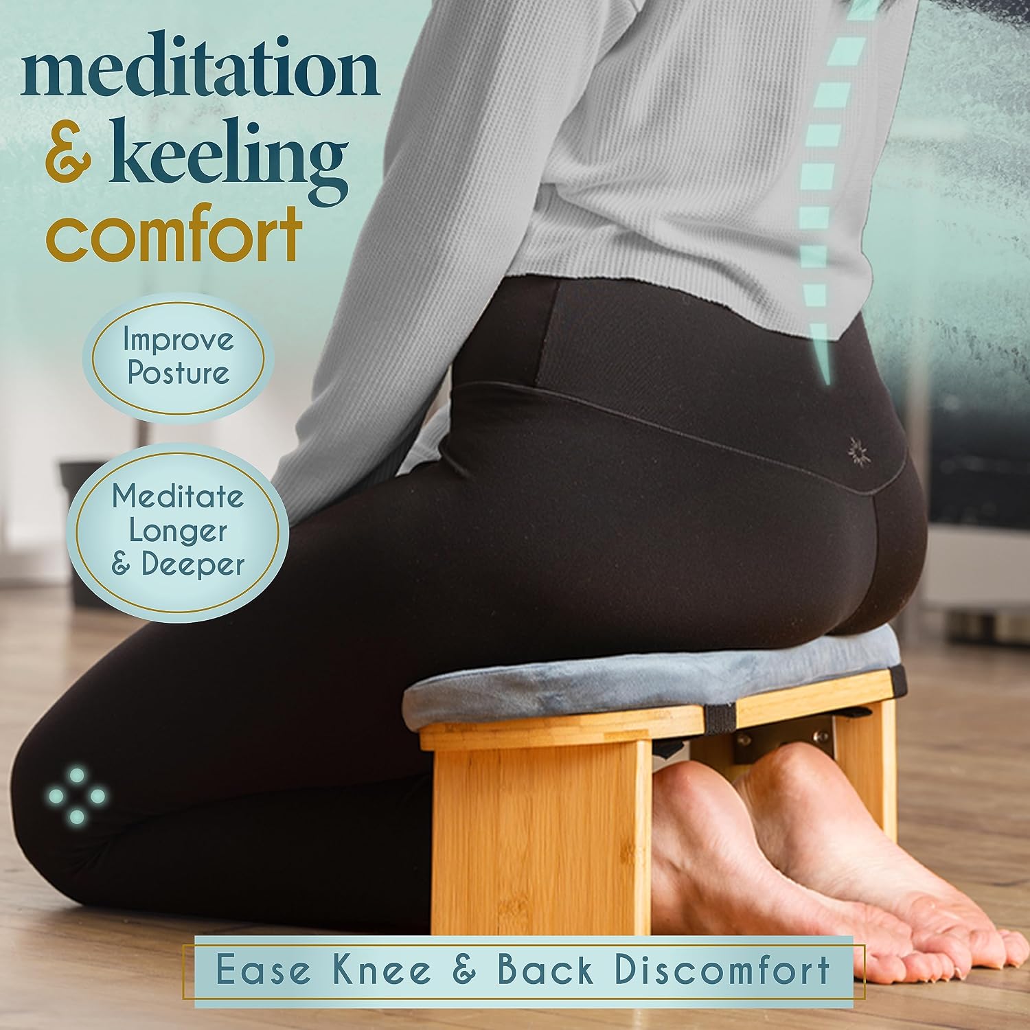Foldable Bamboo Kneeling Meditation Bench