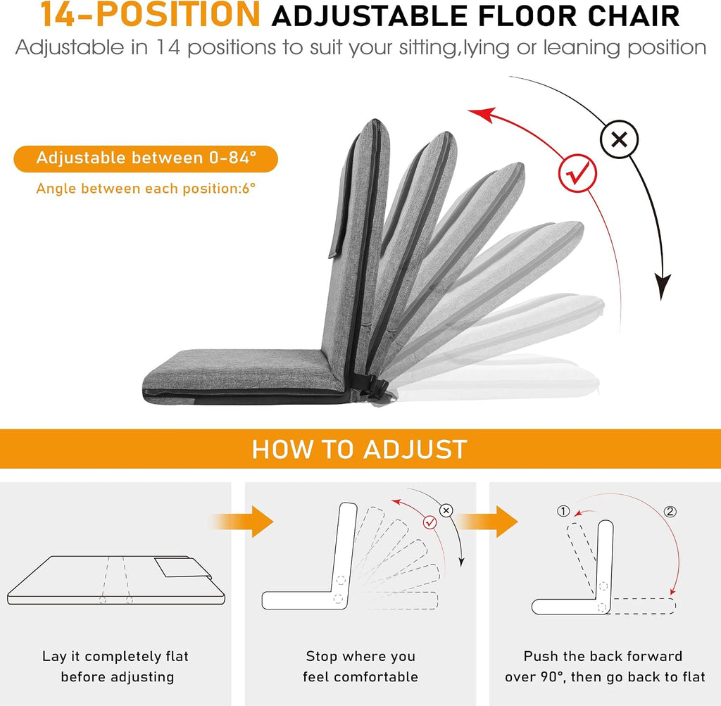 14-Position Foldable Linen Meditation Floor Chair