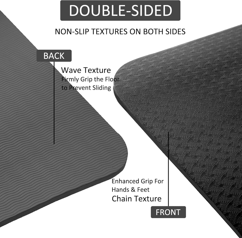 Wide Thick Cushioned Yoga Mat With Carry Strap