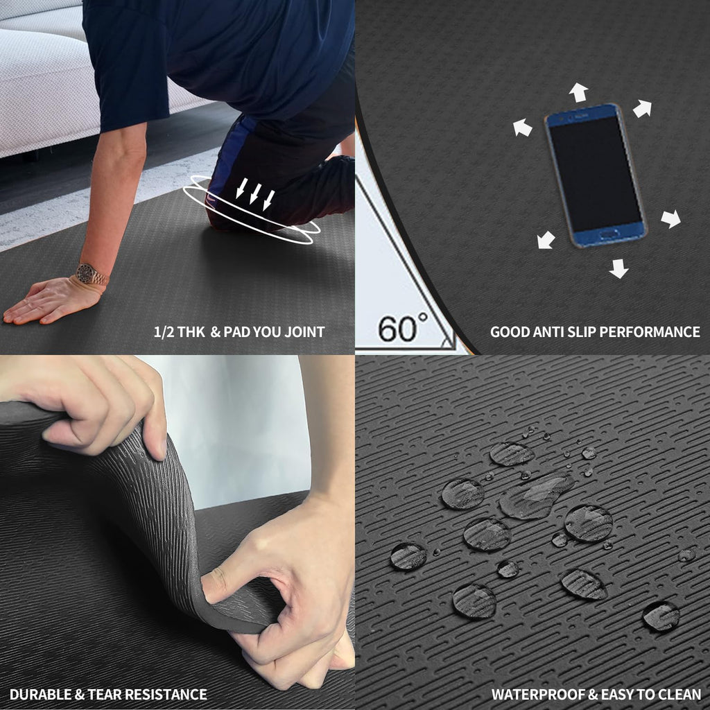 Large 1/2" Thick TPE Non Slip Yoga Mat