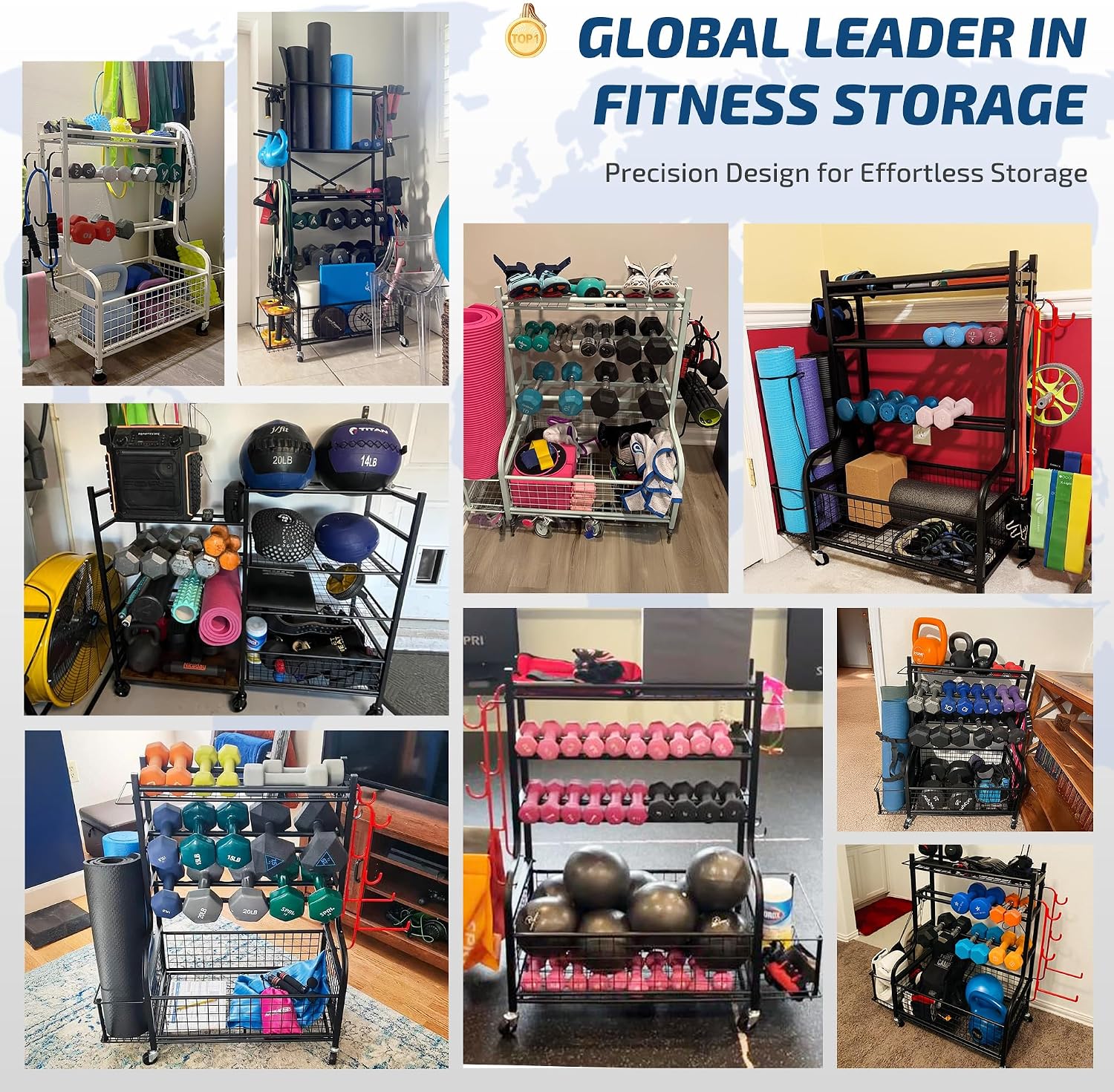Wheeled All-in-One Gym Weight Rack