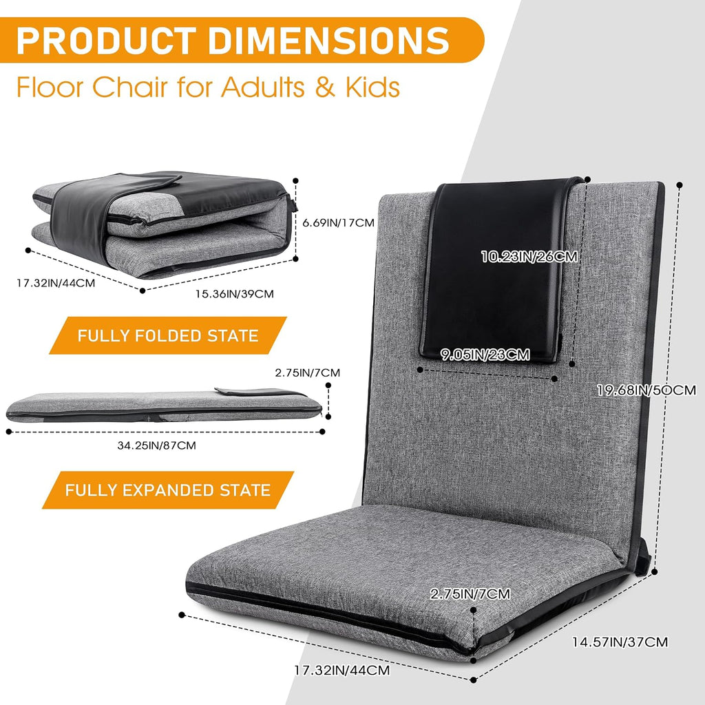 14-Position Foldable Linen Meditation Floor Chair